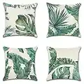 Artscope Set of 4 Decorative Cushion Covers 45x45cm, Tropical Plants Waterproof Throw Pillow Covers, Perfect to Outdoor Patio Garden Bench Living Room Sofa Farmhouse Decor