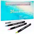 Watercolor Brush Pens, Real Brush Pen, 24 Color Painting Markers with Flexible Nylon Tips for Drawing Calligraphy Coloring, 1 Bonus Water Brush Pen for Artists and Beginner Painters