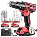 Cordless Drill Driver 21V, Bamse Cordless Hammer Drill with 2 Batteries 2.0Ah, 25+3 Torque, 42N.m Max Electric Drill, 30PCS Drill Bits, 2 Speed, LED Light for Home and Garden DIY Project