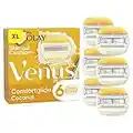 Gillette Venus ComfortGlide Coconut with Olay Razor Blades Women, Pack of 6 2-In-1 Razor Blade Refills with Moisture Bars (Packaging May Vary)