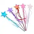 Zuzer 10PCS Varitas de Estrella Brillantes Varita de Princesa Varita de Hadas Princesa Vestir Accesorios 5 Colores Varitas Estrella