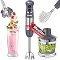 Mueller Smart Stick 800W, 12 Speed and Turbo Mode, 3-in-1, Heaviest Duty Copper Motor Immersion Blender, Titanium Steel Blades Hand Blender, Comfygrip Handle, Whisk, Beaker/Measuring Cup