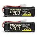 POVWAY 4200 NiMH Akku 4200mAh 7.2V RC Akku mit Tami ya Stecker für RC Autos RC Geländefahrzeuge RC Flugzeuge und Ihre verschiedenen RC Hobbys（2 Packs）