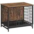 ALLOSWELL Dog Crate Furniture, 25.2" Dog Crate Table, Pet Kennels with Double Doors, Decorative Dog Kennel with Removable Tray, Wooden Dog Cage for Small/Medium/Large Dogs, Rustic Brown DCHR0101
