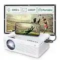 Projector, YEZMEK Mini Projector 8500 Lumen Native 1080P Full HD, Portable Projector Compatible with TV-Stick Smartphone & Tablet Laptop PS4/5 HDMI USB AV, for Home Cinema & Outdoor Movie, White.