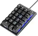 Rottay Ziffernblock, Mechanische Numerische Tastatur mit Kabel RGB LED Blau Beleuchtet Mechanische Nummernblock 22 Tasten Blue Switches für PC, Laptop, Notebook