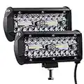 Kraumi Phare de Travail 12V 300W 7'' Projecteur LED Voiture 12v Etanche IP67 Spot Flood Feux Antibrouillard LED 27,000lm Camion Tracteur SUV Bateau(2 PCS)