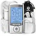 AUVON Rechargeable TENS Unit Muscle Stimulator, 24 Modes 4th Gen TENS Machine with 8pcs 2"x2" Premium Electrode Pads for Pain Relief