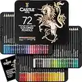 Castle Art Supplies 72 Colouring Pencils Set | Premium Soft Core Coloured Leads for Adult Artists, Professionals and Colourists | Protected and Organised in Presentation Tin Box