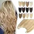 Elailite Secret Wire in Hair Extensions Real Human Hair on Wire One Piece Invisible Headband Extension Straight (#18/613 Ash Blonde Mix Bleach Blonde, 16 Inch-60 g)