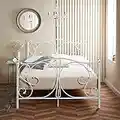 Home Treats 4ft Small Double White Queen Size Metal Bed Frame | Small Double Bed with Crystal Finials | White Small Double Bed Frame for Kids Adult Bedroom | Metal Bed Frame | 4ft Small Double Bed