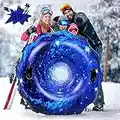 Snow Tube 55" Plus Size, TOSKIESGO Snow Sled for Adults and Kids with 1mm Cold-Proof and Heavy Duty Material, Easy to Carry, Thickening Inflatable Snow Tube with Sturdy Handles