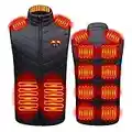 Heated Vest 13 zone, Electric Lightweight Heating Vest For Men, Hunting/Hiking for Heated Jacket, Battery Not Included (Color : Black, Size : 4XL)