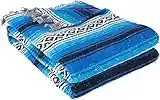 YogaDirect Deluxe Mexican Yoga Blanket, Blue, 76 x 57-Inch