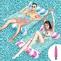 Ousinby Pool Float Hammock 2 pack ，inflatable hammock Inflatable Pool Bed Swimming Pool Hammock Floating Chair Bed Raft Recliner Float Lounger Float Hammock with Infloator Pump for Adults Kids