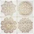 VETPW 4 Piezas Grande Plantillas de Dibujo DIY Plantillas de Mandala, Plantillas de Pintura Reutilizables, Set de Plantillas para Suelos, Ventana, Muebles, Madera, Diseño de Paredes, 30x30CM