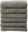 Bliss Casa Cotton Hair Towels 20x40 Inch (6 Pack) Multipurpose Light-Weight & Absorbent Quick Drying Towels Set for Hand, Gym, Pool, Spa, Hotel and Salon (Dark Grey)