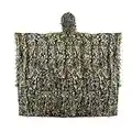 Outdoor Adults 3D Leaves Camouflage Poncho Camo Cape Cloak Stealth Ghillie Suit Military CS Woodland Hunting Clothing Free Size