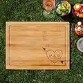 Personalised Wedding Gift or Anniversary Chopping Board | Cheese Board | Cutting Board, a Nice Present for Valentines Day - Customised Initials in a Heart with Arrow in The Corner