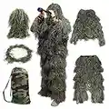 Goetland Ghillie Suit Kit 5 Pièces Vêtements de Camouflage Tenue Camouflée Chasse Jeu de Guerre Forêt Tactique