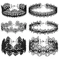 6 Stück Spitzen Choker Schwarz Gothic Halsband Tattoo Spitze Punk Halskette Damen Mädchen Halloween Accessoires