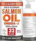 (32oz) Salmon Oil Omega 3 for Dogs - Fish Oil for Pets - Joint Health - Allergy Relief - Itch Relief, Shedding - Skin and Coat Supplement – Wild Alaskan Salmon Oil - Omega 3 6 9 - EPA & DHA Fatty Acids