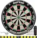Viper by GLD Products Shot King Regulation Bristle Steel Tip Dartboard Set with Bullseye Metal Radial Spider Wire Compressed Sisal Board with Rotating Number Ring Includes 6 Darts Black