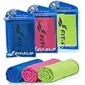 Fit-Flip Toalla de enfriamiento Set de 3 Unidades 100 x 30 cm, Toalla refrescante, Toalla fría, Airflip Cooling Towel Color: Azul Oscuro/Verde/Rosa, tamaño: 100x30cm