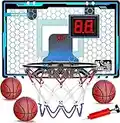 Hot Bee Mini Basketballkorb Kinder, Mini Basketballkorb fürs Zimmer mit Ball, Tür Basketballkorb Kinder Indoor LED, Spielzeug ab 4-10 Jahre Jungen mit Elektronische Anzeigetafel