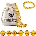 Baltic Proud Amber Necklace and Bracelet Gift Set (Unisex Honey 12.5 Inches/5.5 Inches) - Certified Premium Quality Raw Baltic Sea Amber