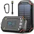 Solar Power Bank 36000mAh,Solar Charger Wireless Built in 3 Cables IPX5 Waterproof Portable Solar External Battery Pack with 3 Input 4 Output 15W USB C Port Camping Flashlight iPhone Samsung Tablet