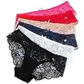 Sunm Boutique 6 Pack Womens Underwear Invisible Seamless Bikini Lace Underwear Half Back Coverage Panties Multicoloured