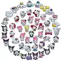 50 Pcs Crock Shoe Charms for Croc Kids Girls, for Hello Kitty Shoe Croc Charms for Party Favors Gifts, Pink kawaii Shoe Charms for Wristband Bracelets Sandals Decoration Accessories.
