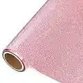 Surglam Heat Transfer Vinyl Roll, 10In x 5ft Glitter Pink Permanent HTV Heat Transfer Paper Hot Press Vinyl for T-Shirts DIY, Silhouette Cameo, Fabric Cloth, Craft Projects