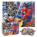 LELEMON 100 Pieces Spiderman Jigsaw Puzzles in a Metal Box for Kids Age for 4-8 Boys Girls Toy Puzzles Children Learning Educational Puzzles Toys