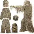 MOPHOTO 5 in 1 Ghillie Anzug, 3D Camouflage Jagdbekleidung einschließlich Jacke Hose Kapuze Tragetasche Geeignet für Unisex Erwachsene/Jugendliche (M/L/XL/XXL)