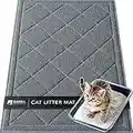 Sierra Concepts Large Cat Litter Mat 36"x24" - Kitty Box Pet Food Bowl Trapping Dirt, Soft on Paws Feeding Accessories, Waterproof, Anti Slip, Floor Door Mats Low Profile Heavy Duty Durable, Gray