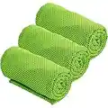 ZoneYan 3 Piezas Toalla de Enfriamiento, Toalla de Refrigeración, Toalla Refrescante, Toalla Gimnasio Microfibra, Cool Towel, Super Absorción de Agua, Verde, para Correr, Escalar, Hacer Senderismo