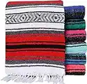 El Paso Designs Mexican Yoga Blanket | Colorful Falsa Serape | Park Blanket, Yoga Towel, Picnic, Beach Blanket, Patio Blanket, Soft Woven Saddle Blanket, Boho Home Décor (Random Color)