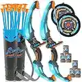 JOYIN 2 Pack Graviton Bow and Arrow Archery Toy Set for Kids, Light Up Archery Play Set with 2 Luminous Bows, 18 Suction Cups Arrows, 8 Targets, and 2 Quivers