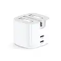 UGREEN 40W Foldable Dual USB C Charger 20W PD Fast Type C Plug Compatible with iPhone 14/14 Pro/14 Pro Max/13/12/SE 3, iPad Mini 6, iPad Air 5, Galaxy S23/S22, Pixel 7/6, etc