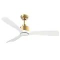 OFANTOP 52 Inch Modern Smart Ceiling Fan with Light and Remote Control, Indoor Outdoor ETL Listed Quiet DC Motor for Bedroom Living Room Patio, 3 Blades White and Gold
