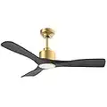OFANTOP ETL Listed Quiet DC Motor 52 Inch Indoor Outdoor Ceiling Fans with Lights and Remote Control, 3 Blade Black and Gold Modern Ceiling Fan for Bedroom Living Room