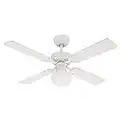 Westinghouse Ventilatore A Soffitto Vegas E27, 60 W, Finitura, Pale In Bianco, Pino Chiaro, 41.34 x 41.34 x 17.4 Cm