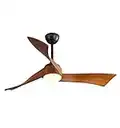 ReLa Mall 52 Inch Modern Ceiling Fans with Lights Remote Control, Bedroom Living Room Kitchen, Reversible, Energy Saving, Quiet, Midcentury Minimalist 3 Wood Blades Ceiling Fan Chandelier