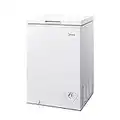 Midea MRC04M3AWW Chest Freezer, 3.5 Cubic Feet Mini Freezer With Removable Basket, Adjustable Temperature, For Kitchen Garage Apartment Office, White