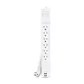 CyberPower CSP606U42A Professional Surge Protector, 900J/125V, 15A 6 Outlets, 2 USB Charge Ports, 6ft Power Cord, White