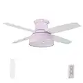 Prominence Home Edora, 52 Inch Industrial Style Flush Mount LED Ceiling Fan with Light, Remote Control, 4 Modern Blades, Reversible Motor - 51674-01 (Peony Pink)