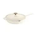 Tramontina Skillet Cast Iron 12 in Latte with Gold Stainless Steel Knob, 80131/082DS