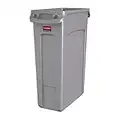 Rubbermaid Commercial Products Slim Jim Plastic Rectangular Trash/Garbage Can with Venting Channels, 23 Gallon, Gray (FG354060GRAY)